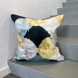 Velvet Ikat Cushion Art Deco | Front view