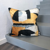 Velvet Ikat Cushion Abstract | front view