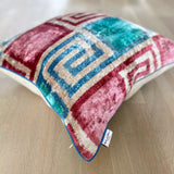 Velvet Ikat Cushion Jigsaw Pale with Piping