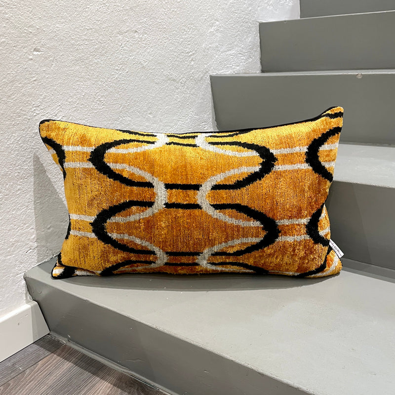 Designer Velvet Ikat Cushion Savannah Sunset 
