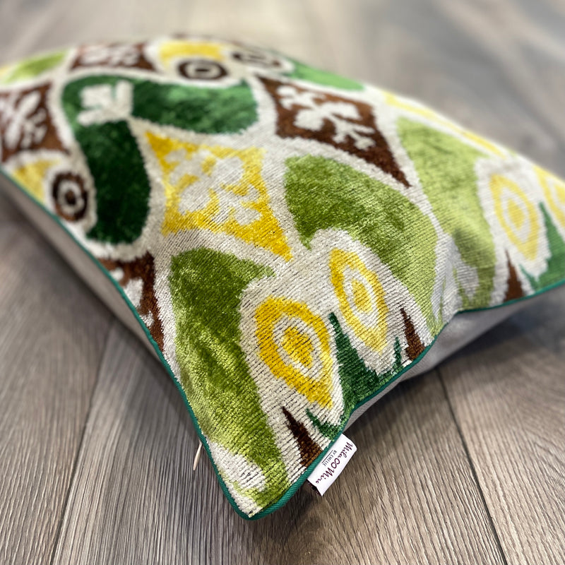 Velvet Ikat Pillow Save Rainforest with Piping
