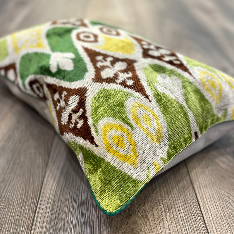 Decorative Velvet Ikat Pillow Save Rainforest 