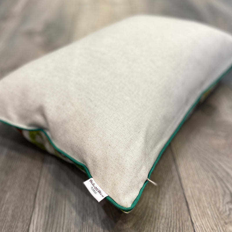 Linen backside of Velvet Ikat Pillow Save Rainforest 