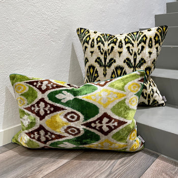 Attractive Velvet Ikat Cushion Save Rainforest
