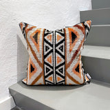 Velvet Ikat Cushion Azulik made with silk velvet