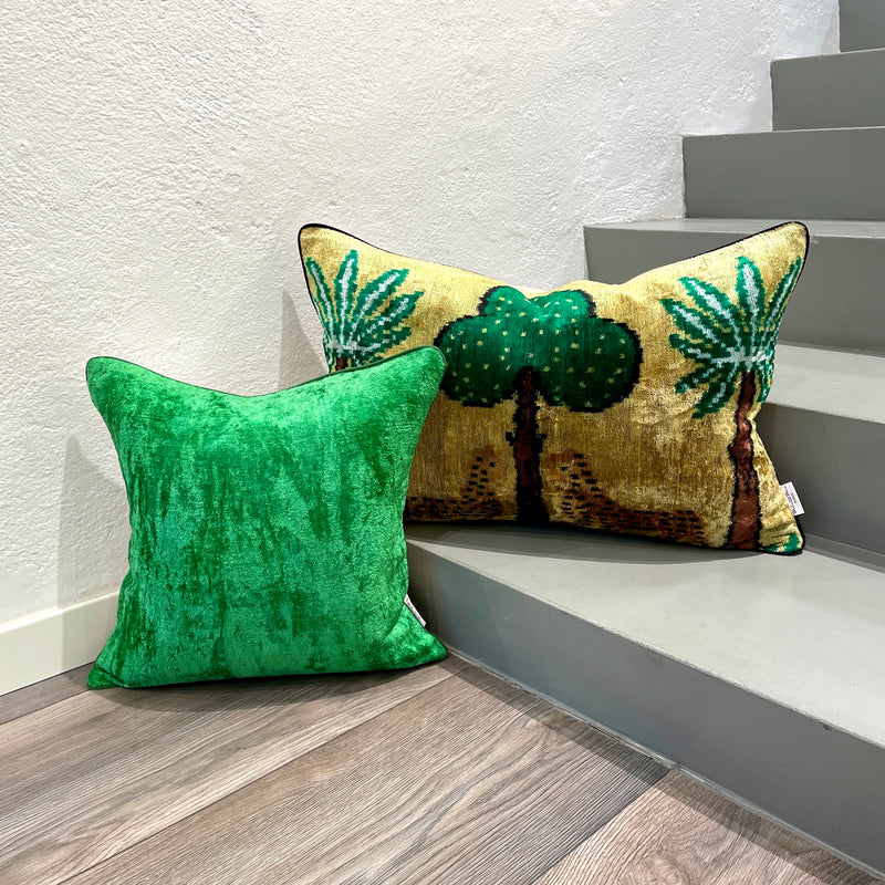 Velvet Ikat Pillow Cheetah  |  with Velvet Ikat Cushion Green