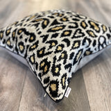 Velvet Ikat Cushion Snow Leopard | Close angle view