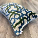 Velvet Ikat Pillow Arabesque Green | Close angle view
