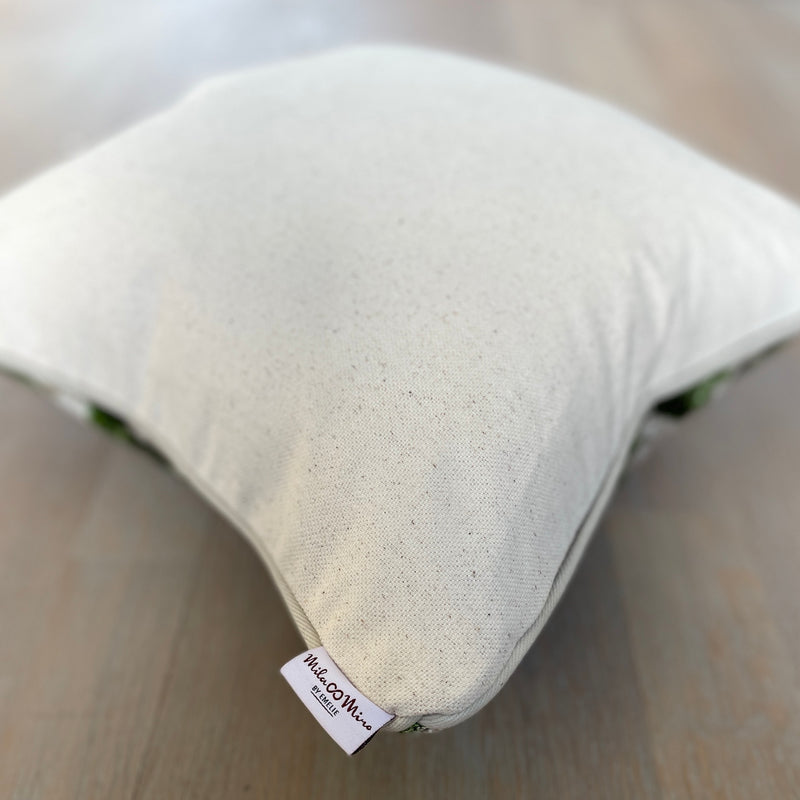 Velvet Ikat Cushion Green Energy | Backside view