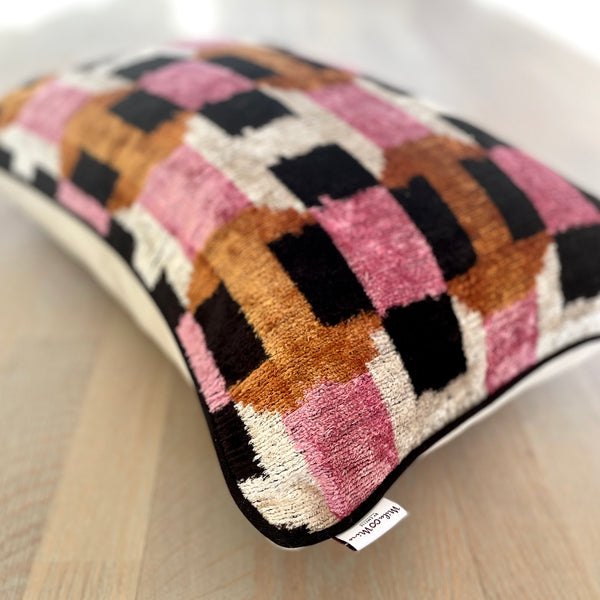 Velvet Ikat Pillow Candy | Close angle view