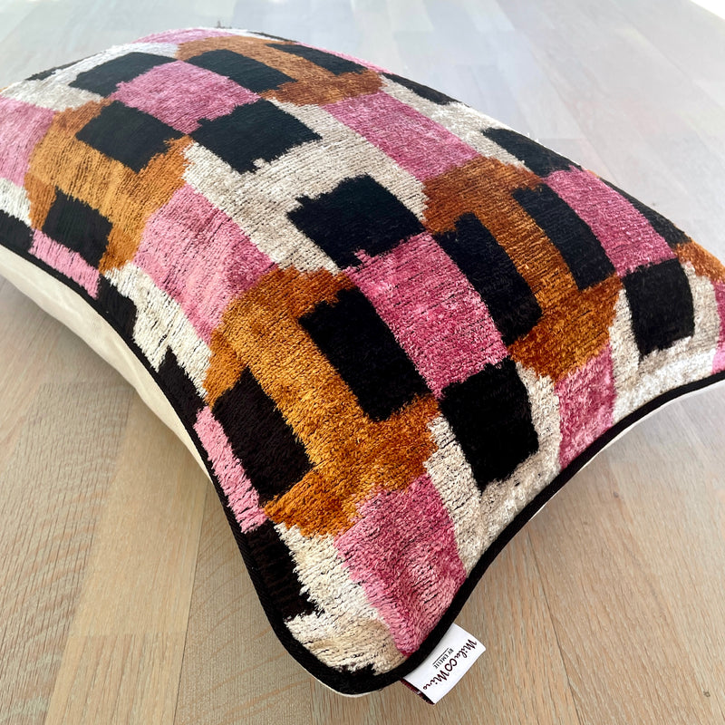 Velvet Ikat Pillow Candy  | Different angle view