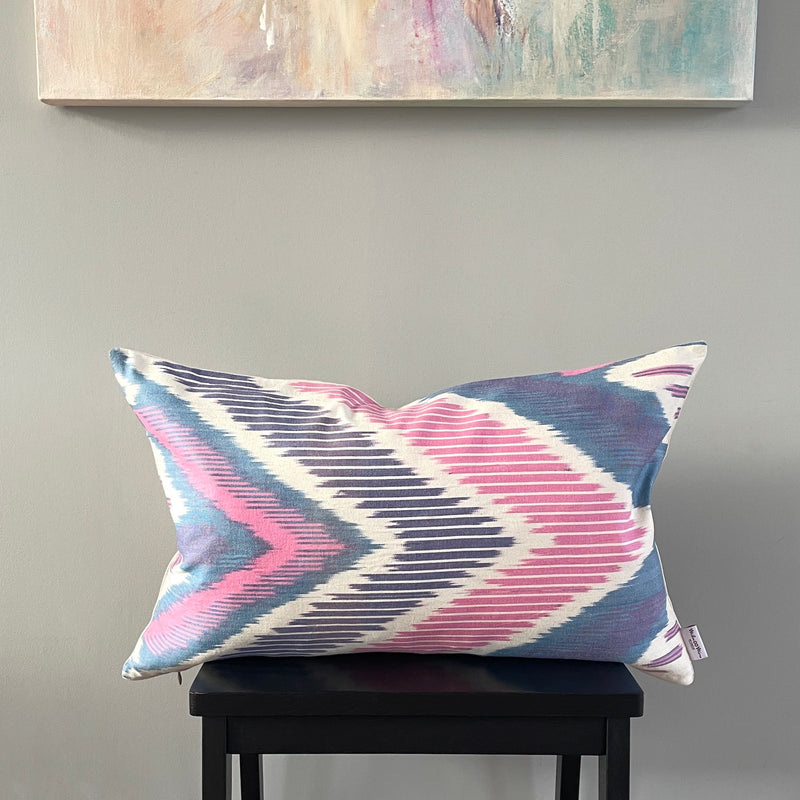Cotton Ikat Pillow Pastel Variant fourth | Front angle view