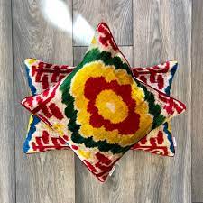 Velvet Ikat Cushions Maya Flower making star