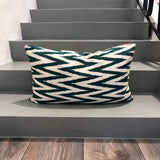 Zigzag Silk Ikat Pillow in Green Color 