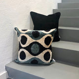 Velvet Ikat Cushion Black with other variant pillow