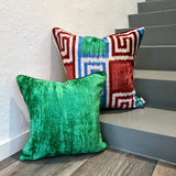 Velvet Ikat Cushion Green with other cushion variant