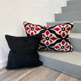 Velvet Ikat Cushion Black with other variant pillow.