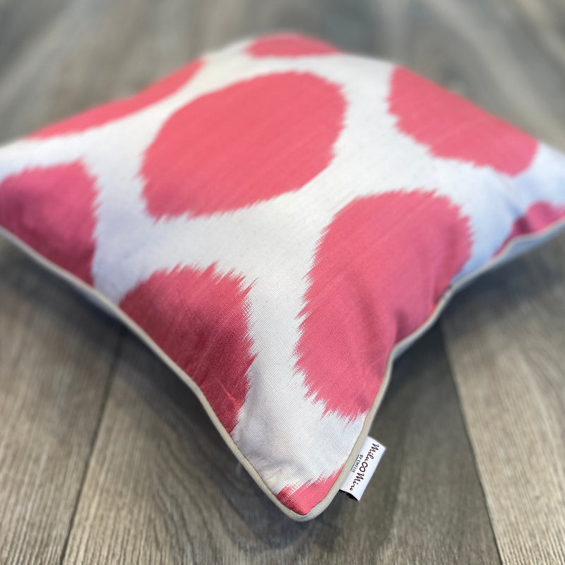 Dotted Pink pattern Silk Ikat Cushion 
