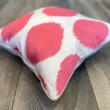 Silk Ikat Cushion Dots Pink with Piping