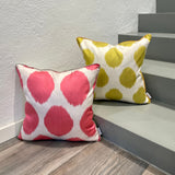 Silk Ikat Cushion in Pink and Limon Color