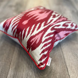 Silk Ikat Cushion Heart Red with Piping