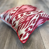 Amazing Silk Ikat Cushion Heart Red 