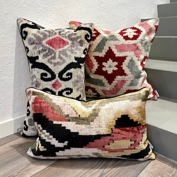 Velvet Ikat Pillow Pink Diamond | with Mila∞Miro other variant cushion and pillow