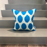 Blue Contemporary Dotted  Silk Ikat Cushion 