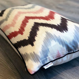 Multi Zigzag Color Silk Ikat Pillow with piping