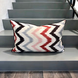 Multi Color Zigzag Silk Ikat Pillow with Silk And Cotton Fabric