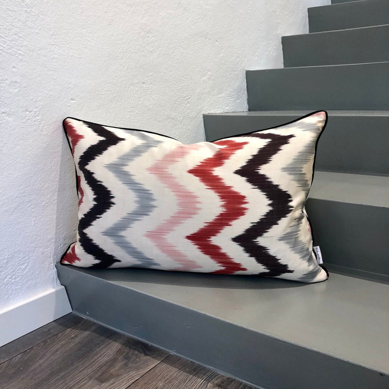 Multi Color Zigzag Silk Ikat Pillow 