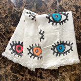 Muslin Towel Evil Eye Turquoise with other 2 variants
