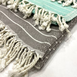 Turkish Towels Bamboo - Gray | Turquoise  Close up 
