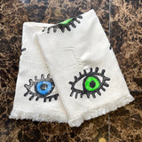 Muslin Towel Evil Eye Green | Muslin Towel Evil Eye Blue