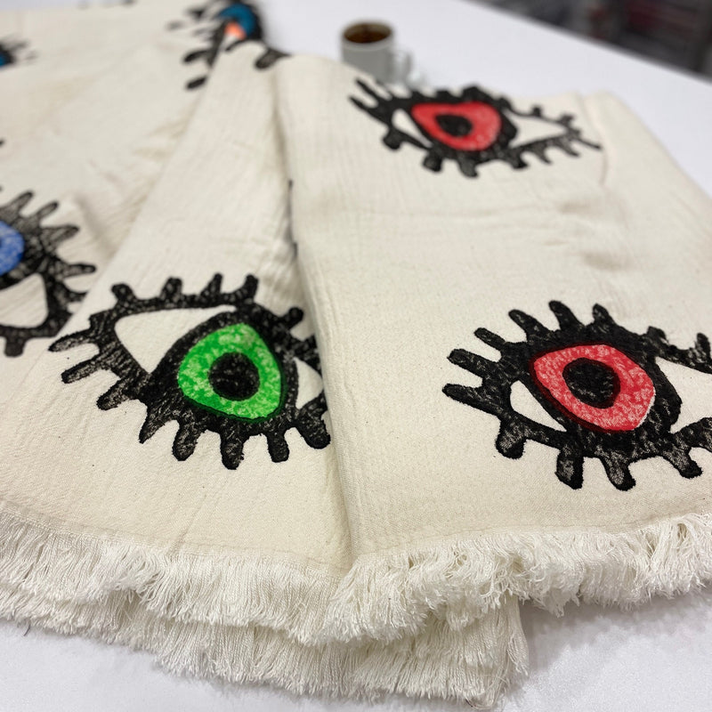Muslin Towel Evil Eye Variants from Close angle view