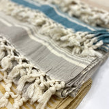 Turkish Towels Cotton - Yellow | Gray | Blue | Beige Close angle view